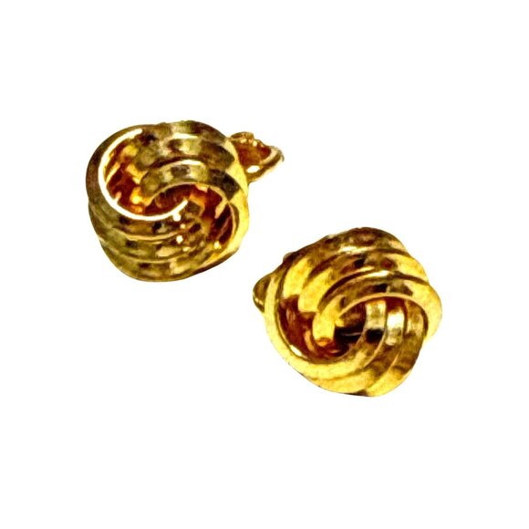 Vintage Gold Knot Clip On Earrings Textured Round Classic Jewelry - Picture 1 of 7
